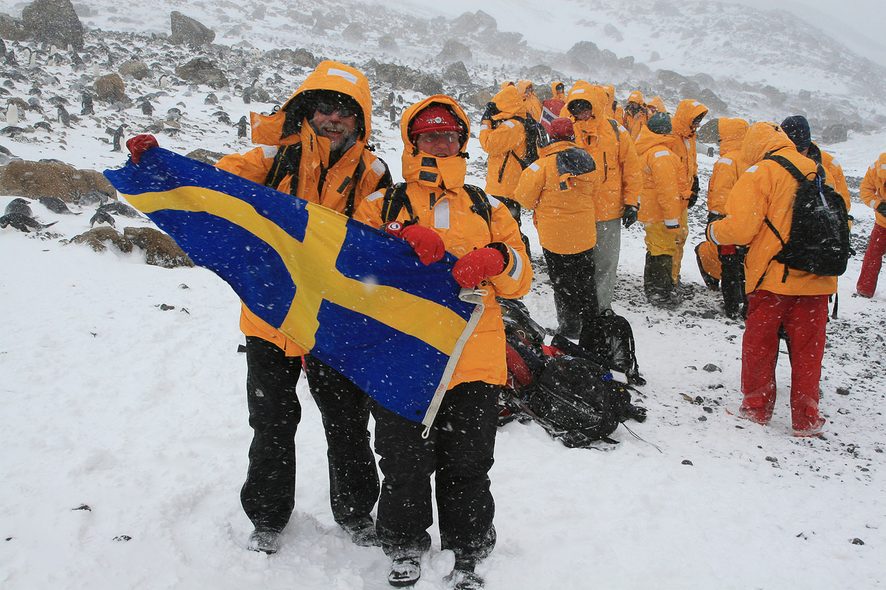 Svenska flaggan på antarktiskt fastland, Brown Bluff