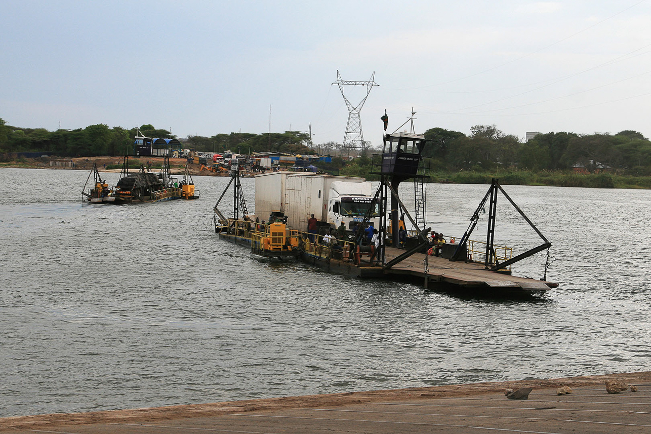 Ferry to Zambia over the Zambesi river