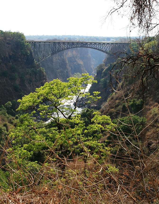 Bridge over Zambesi river, leading from Zambia to Zimbabwe