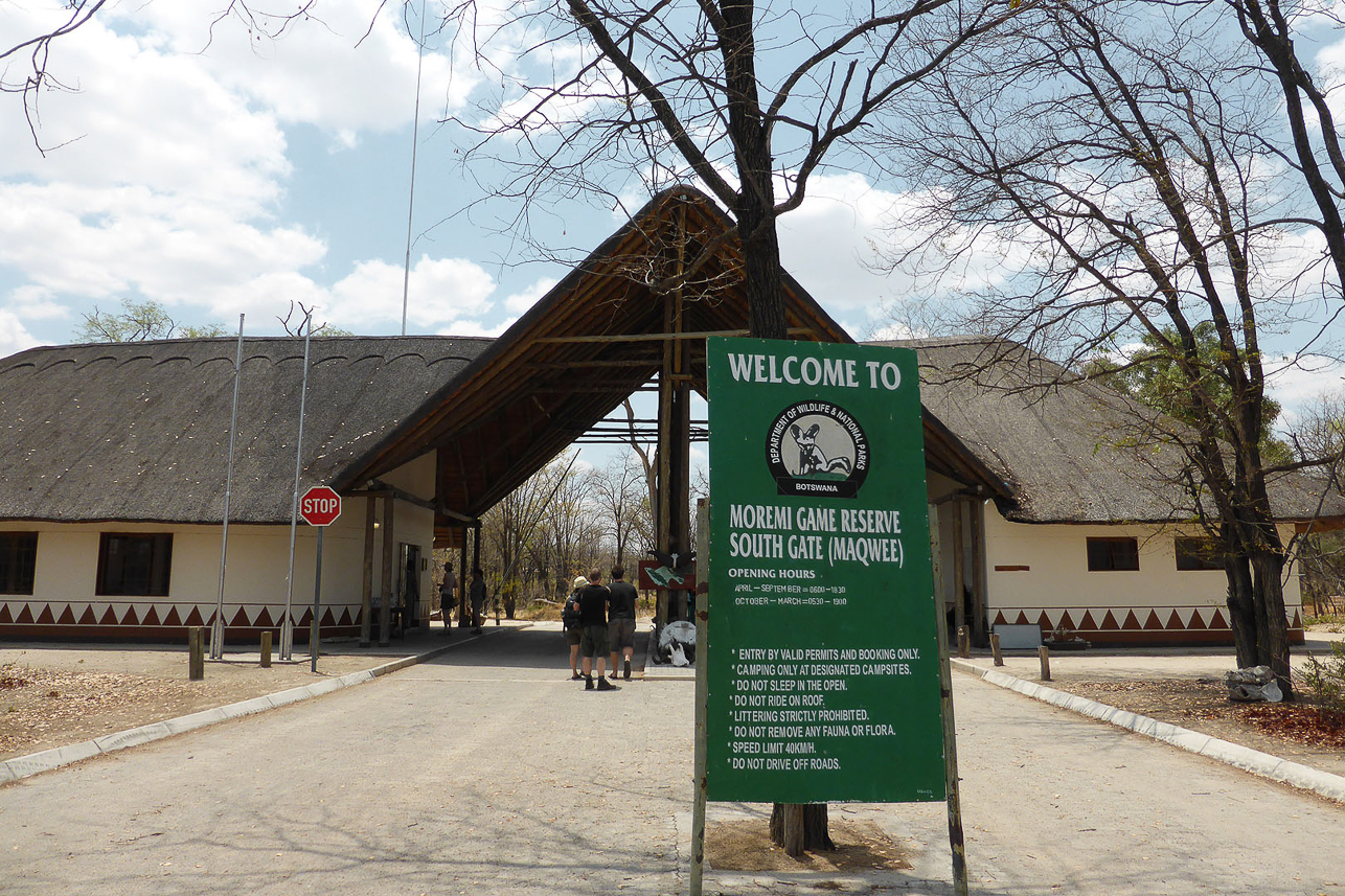 Entrance gate to Moremi Game Reserve (no reserves are fenced)