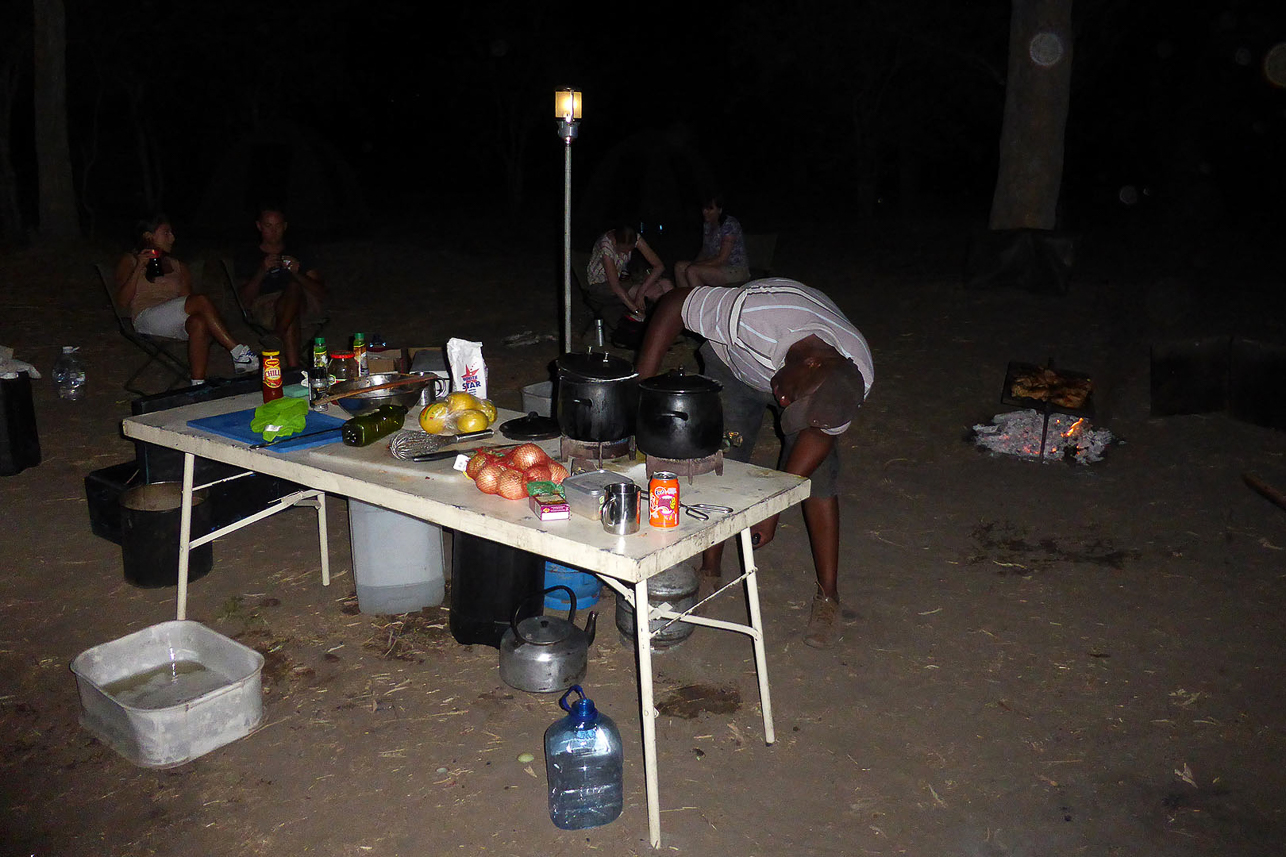 Preparing evening meal