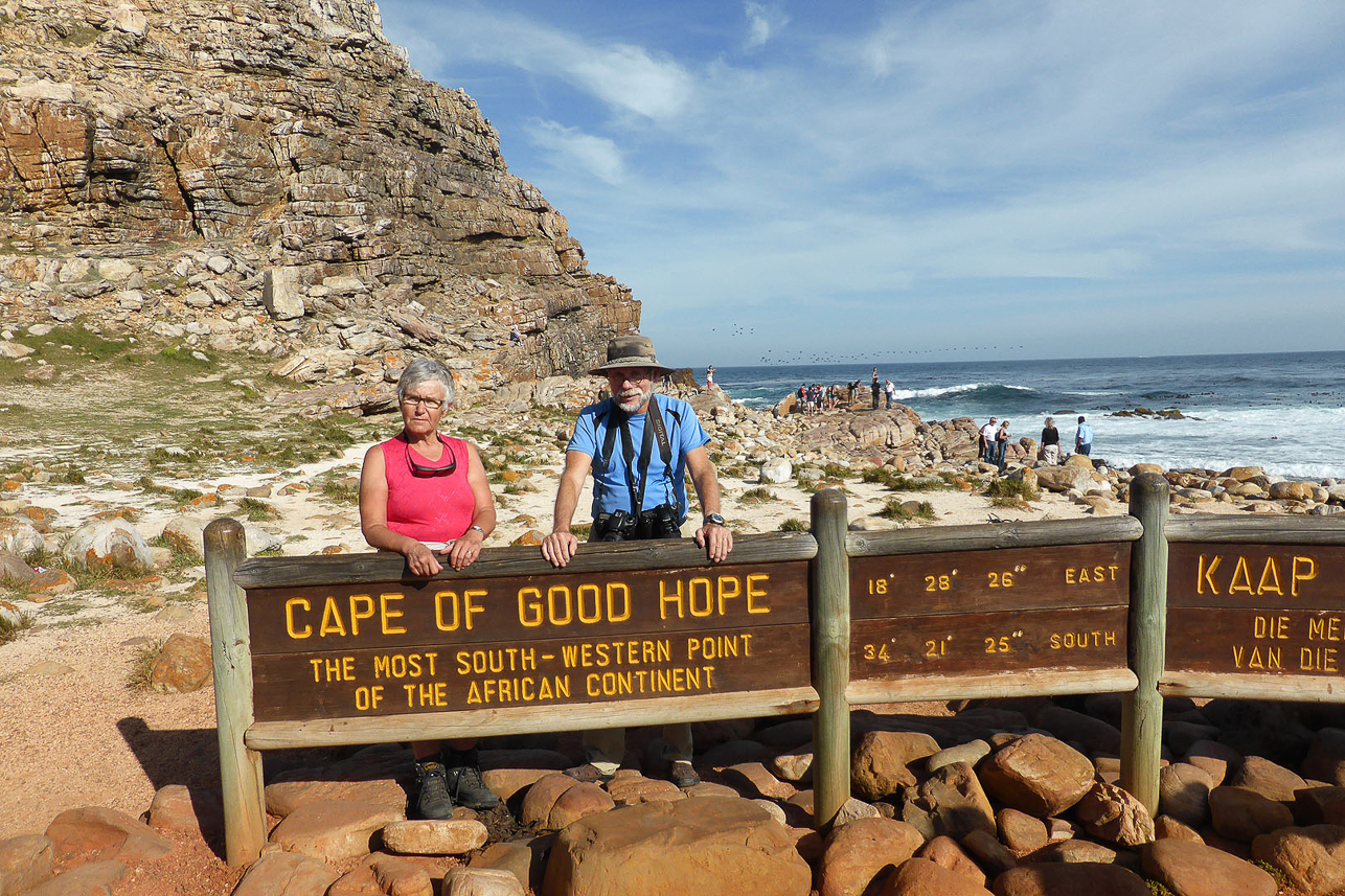 Souvenir photo (Camill and Mats) at Cape of Good Hope