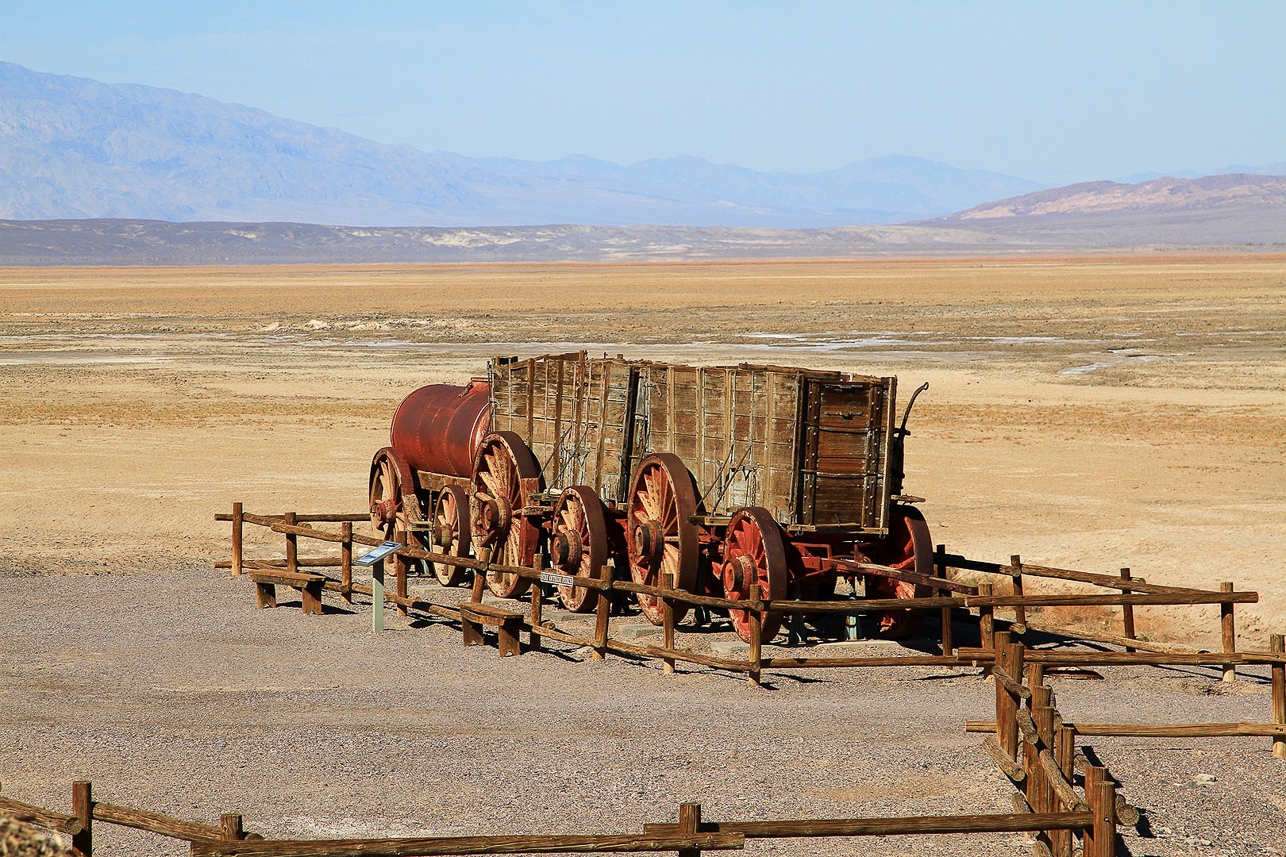 Borax mining in 1880's, 20 mule team wagon for transporting borax long way to railway