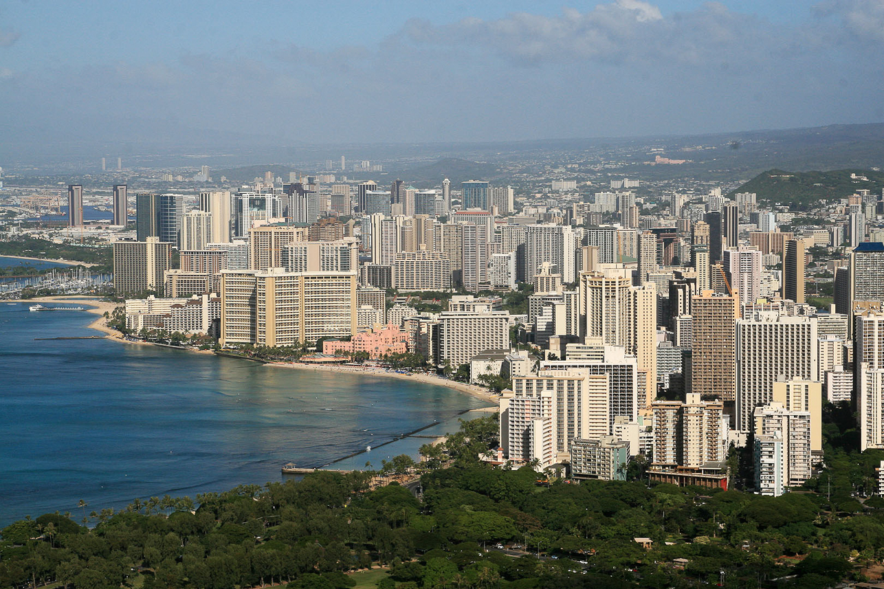 Waikiki from the Diamond Head crater rim.