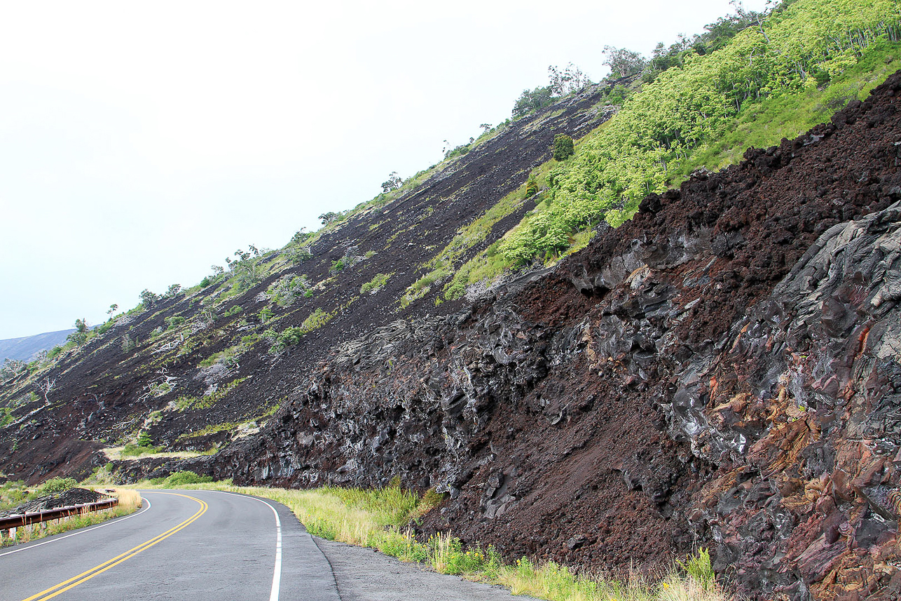 New road through new lava flows.