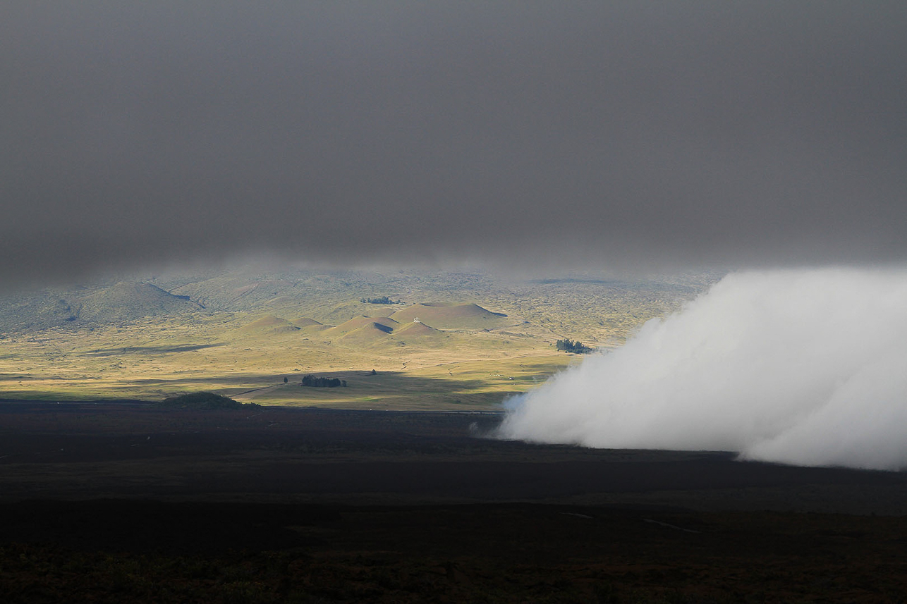 The clouds stopped here, rainy side on the right (east), dry side on the left (west).