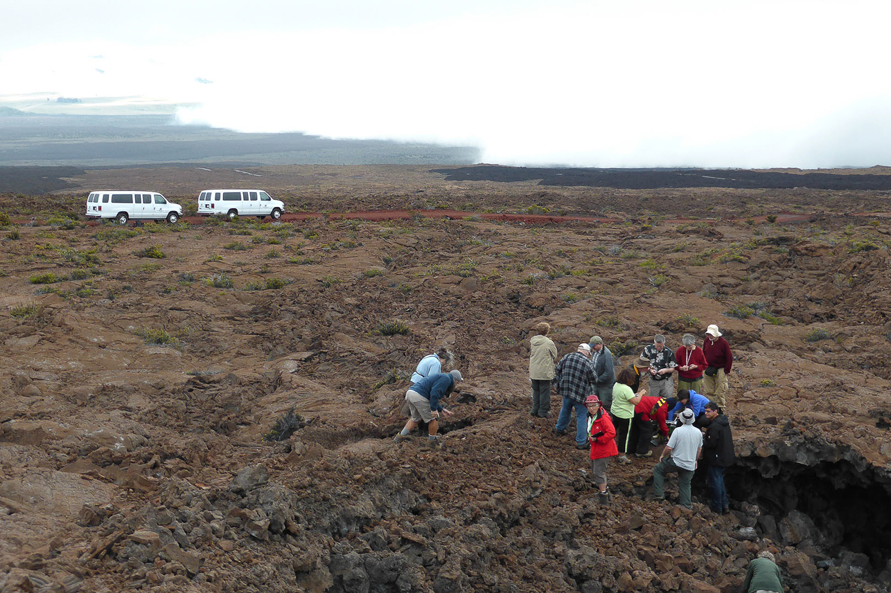 Geocaching on the slopes of the volcano.