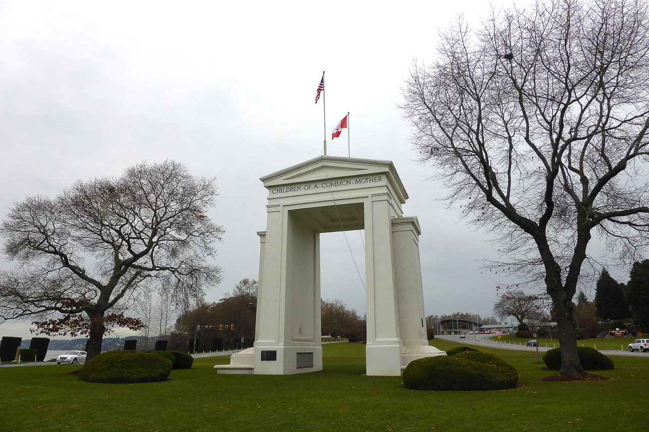 Peace Arch, at the Canadian - US border