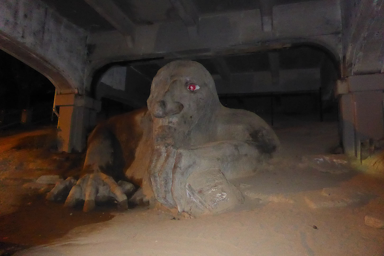 Fremont Troll under bridge.