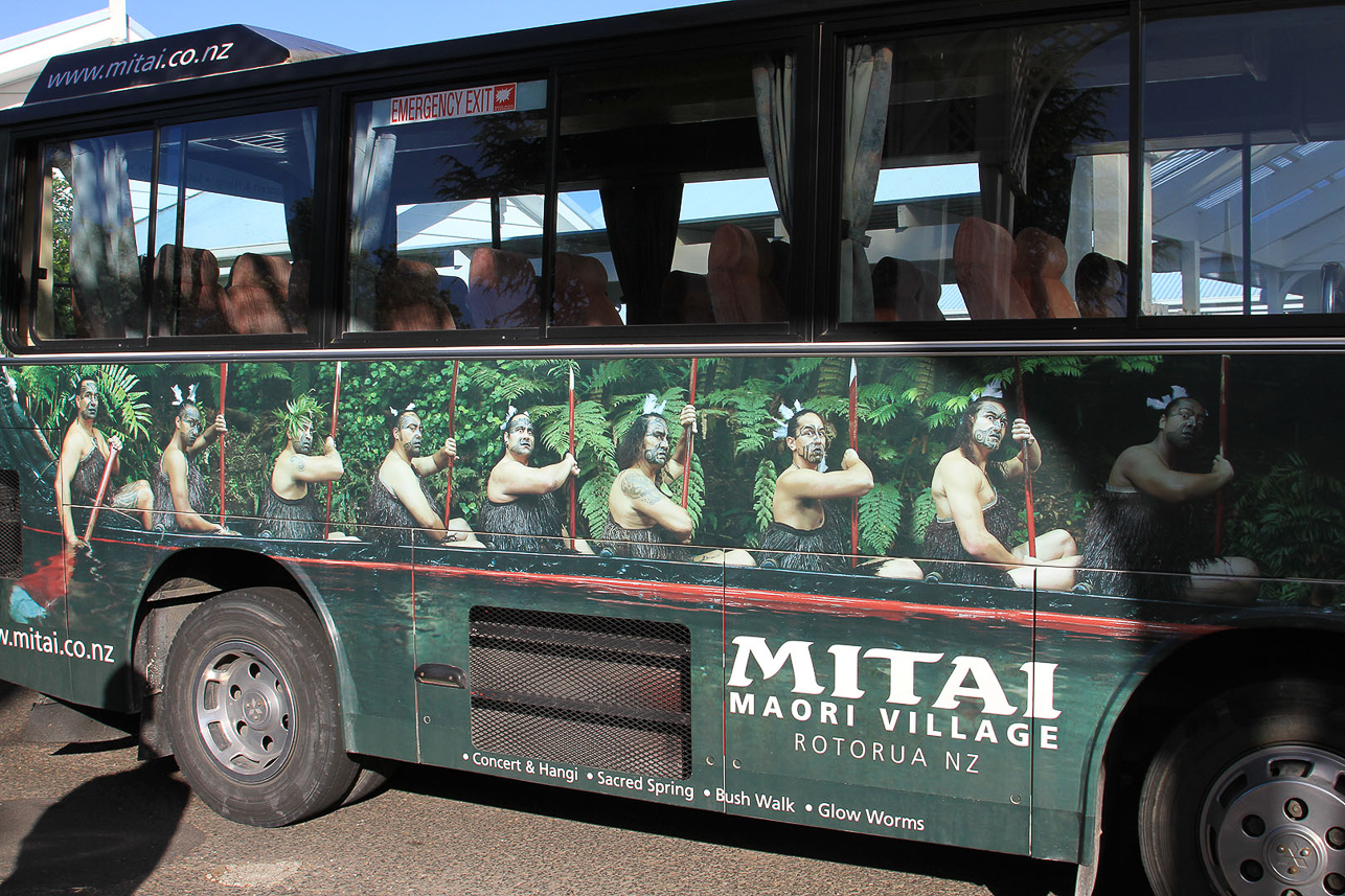 Bus to Mitai maori village