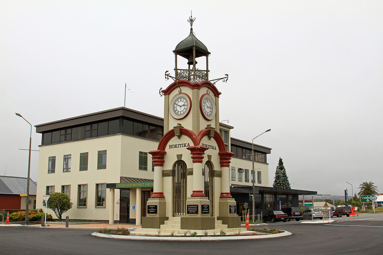 Town of Hokitika with jade jewellery