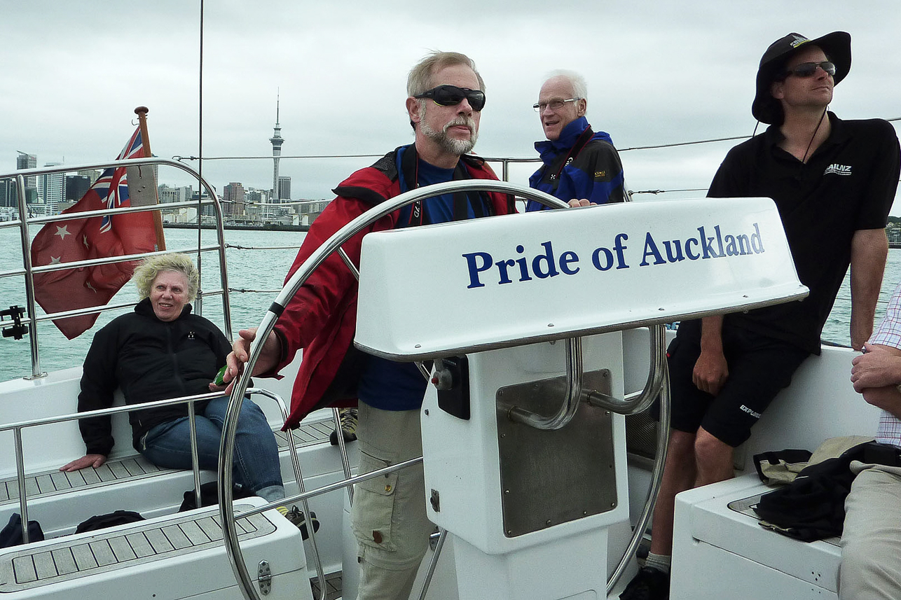 Mats feeling the spirit of America's Cup (2003) in Waitemata harbour