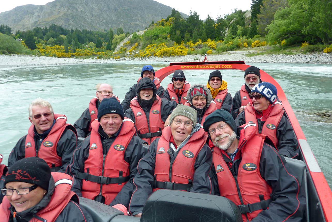 Jet boat passengers at Shotover river