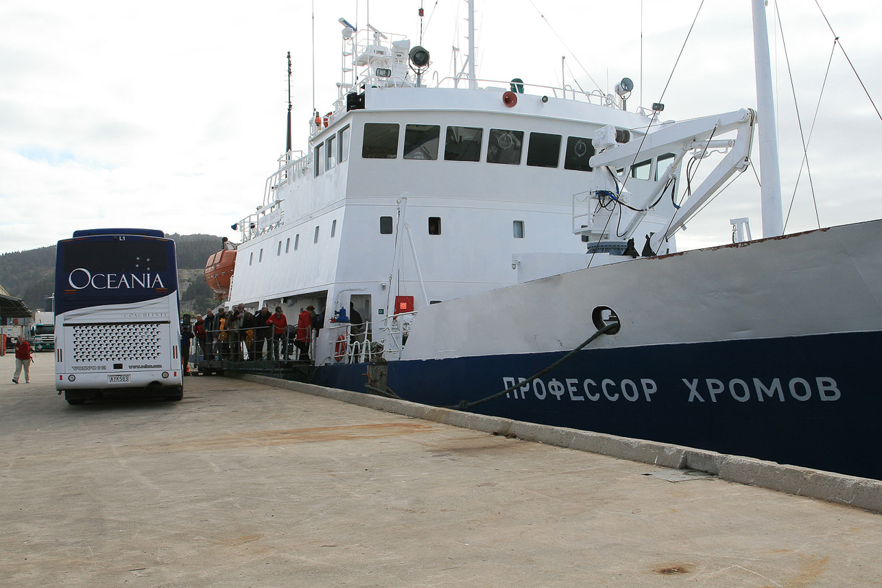 Entering our ship Professor Kromov (Spirit of Enderby), a former Russian research ship