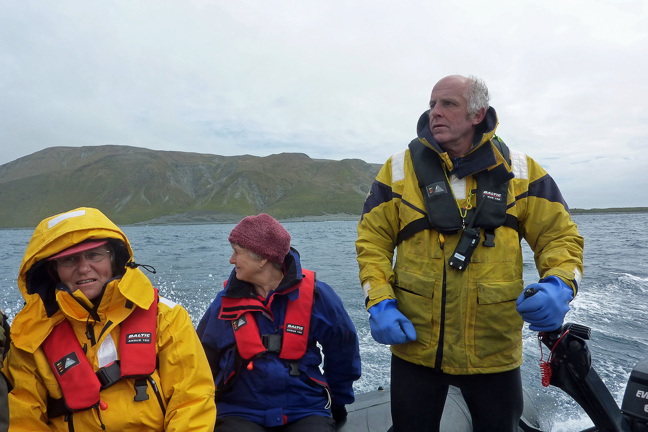 Rodney driving the Zodiak from Macquarie Island