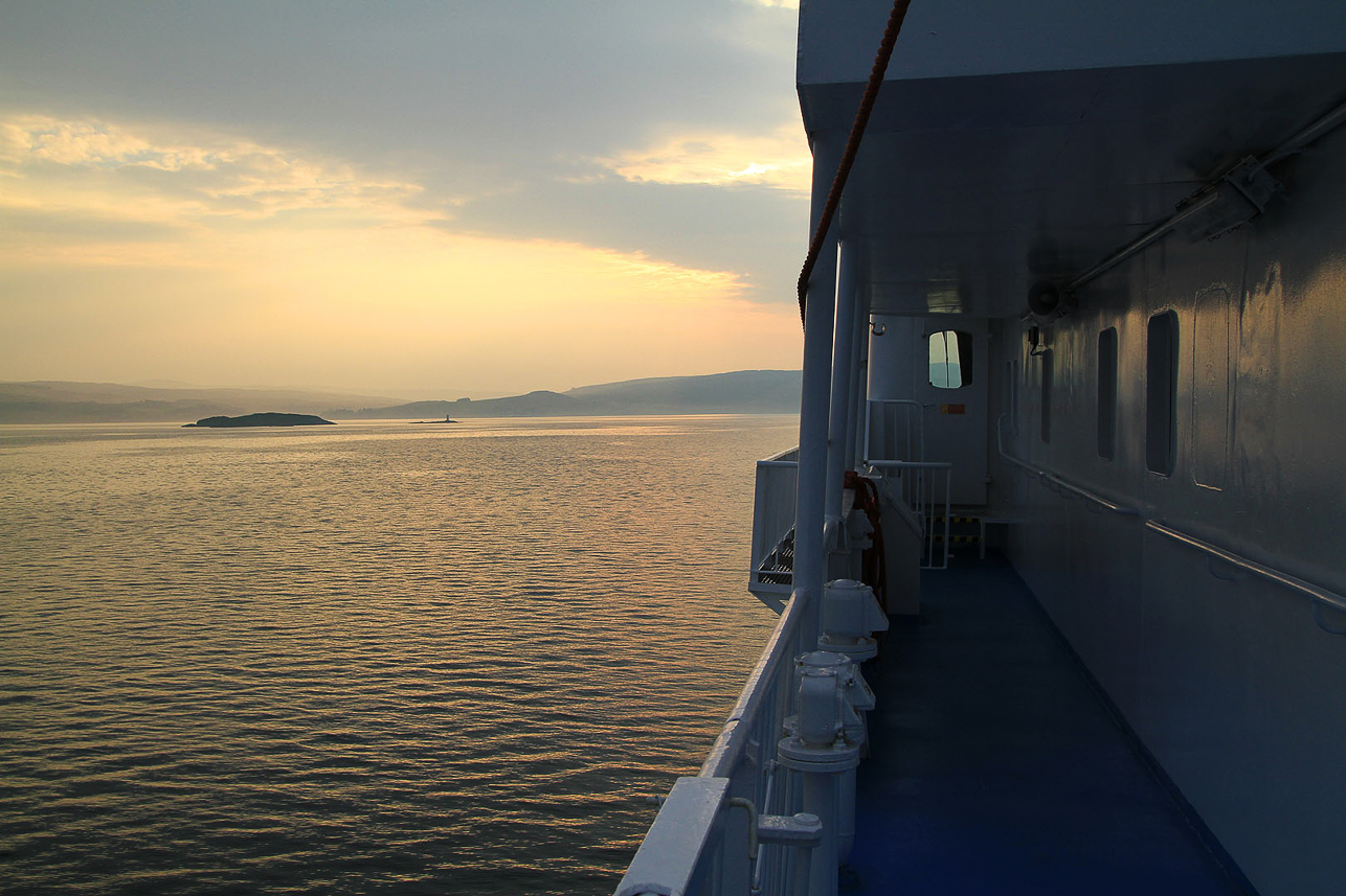 Leaving Oban in the evening towards the Outer Hebrides