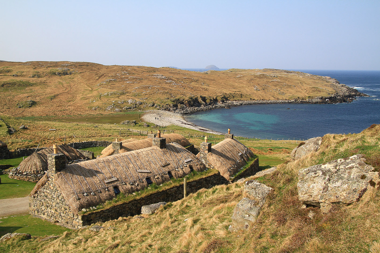 Blackhouse village at Garenin (on Lewis west coast), where people lived until 1974