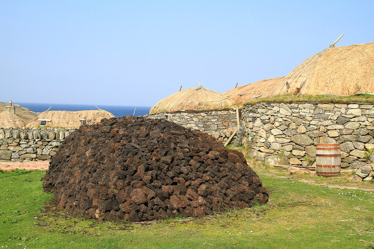 Blackhouse village at Garenin with turf heap