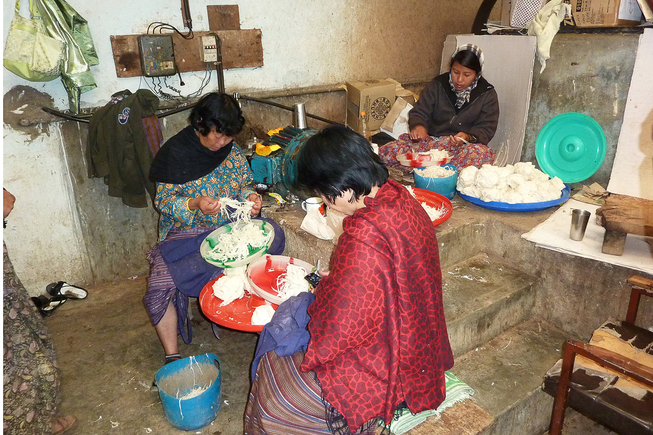 Hand made paper factory, using bark from Daphne or Mulberry plant.