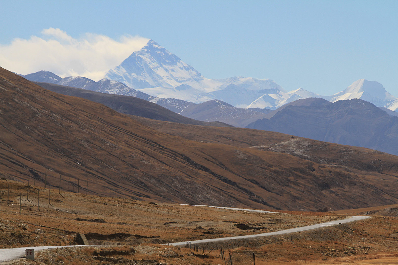 Mt Everest from the main road, 90 km away.