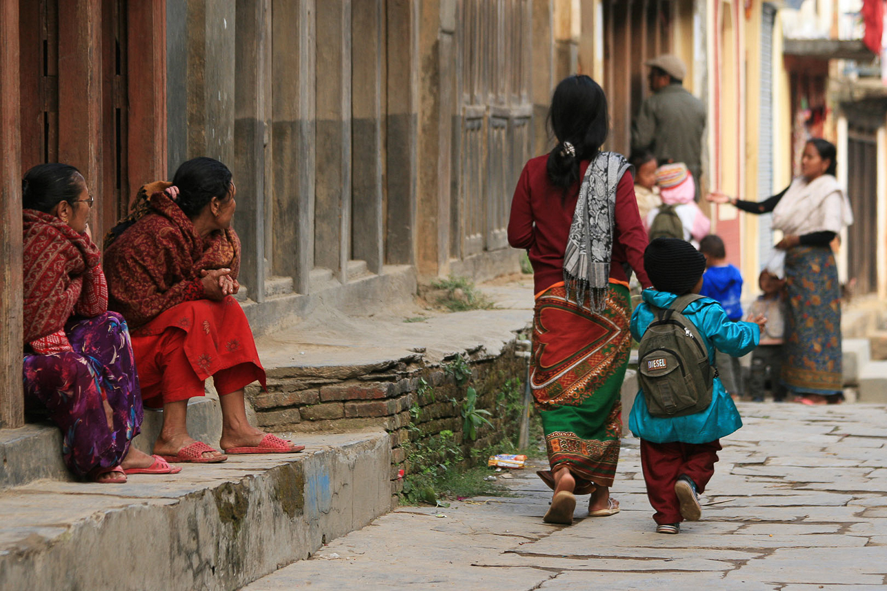 Going home from school, in Bandipur.