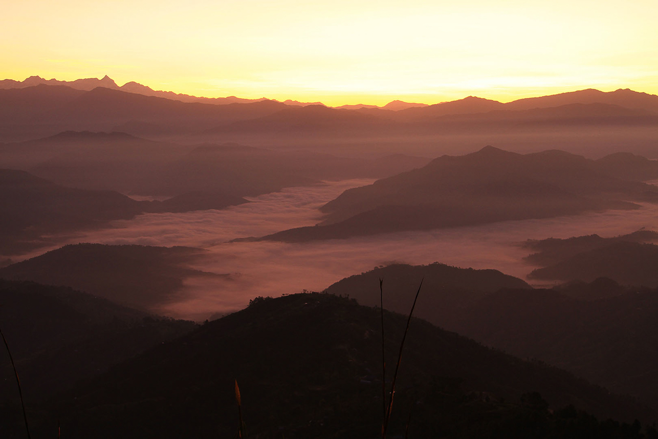 Sunrise over Himalaya, at Nagarkot.