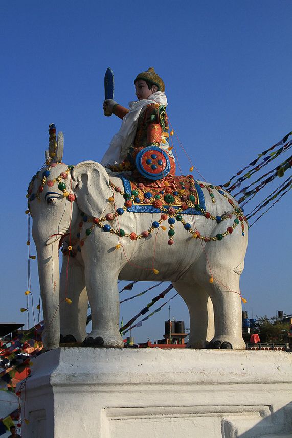 Boudhanath stupa, elephant statue.