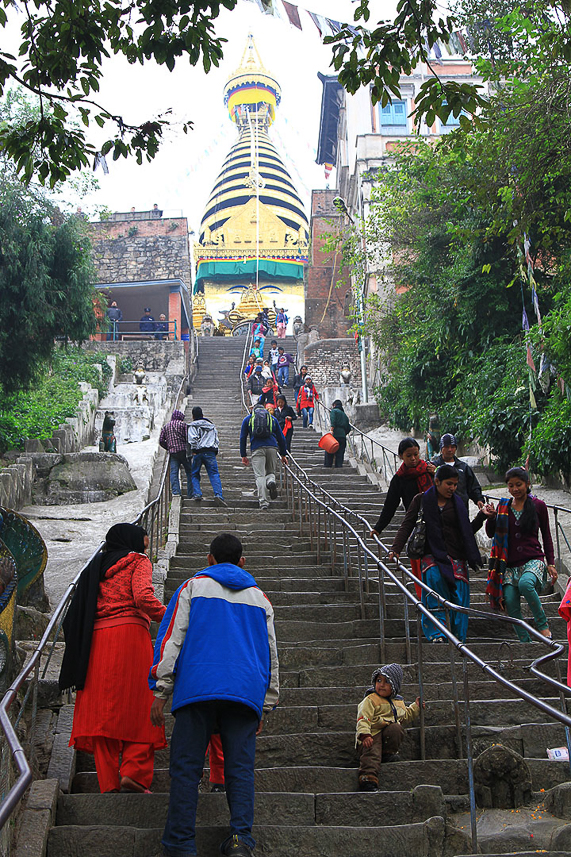 The stairs up to the monkey temple.