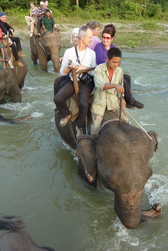 Elephant tour in the Chitwan national park.