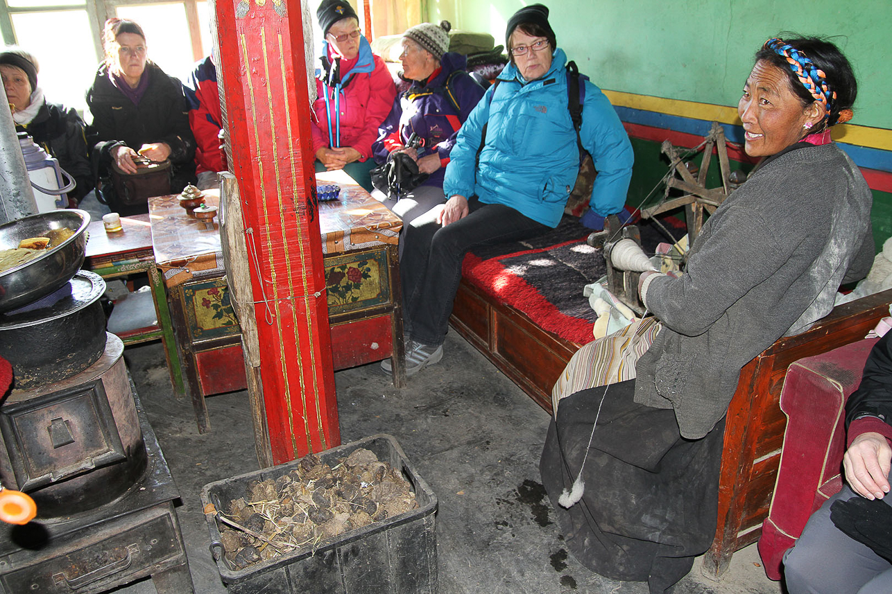 Invited to a Tibetan home in Gyantse, served bread and potatoes.