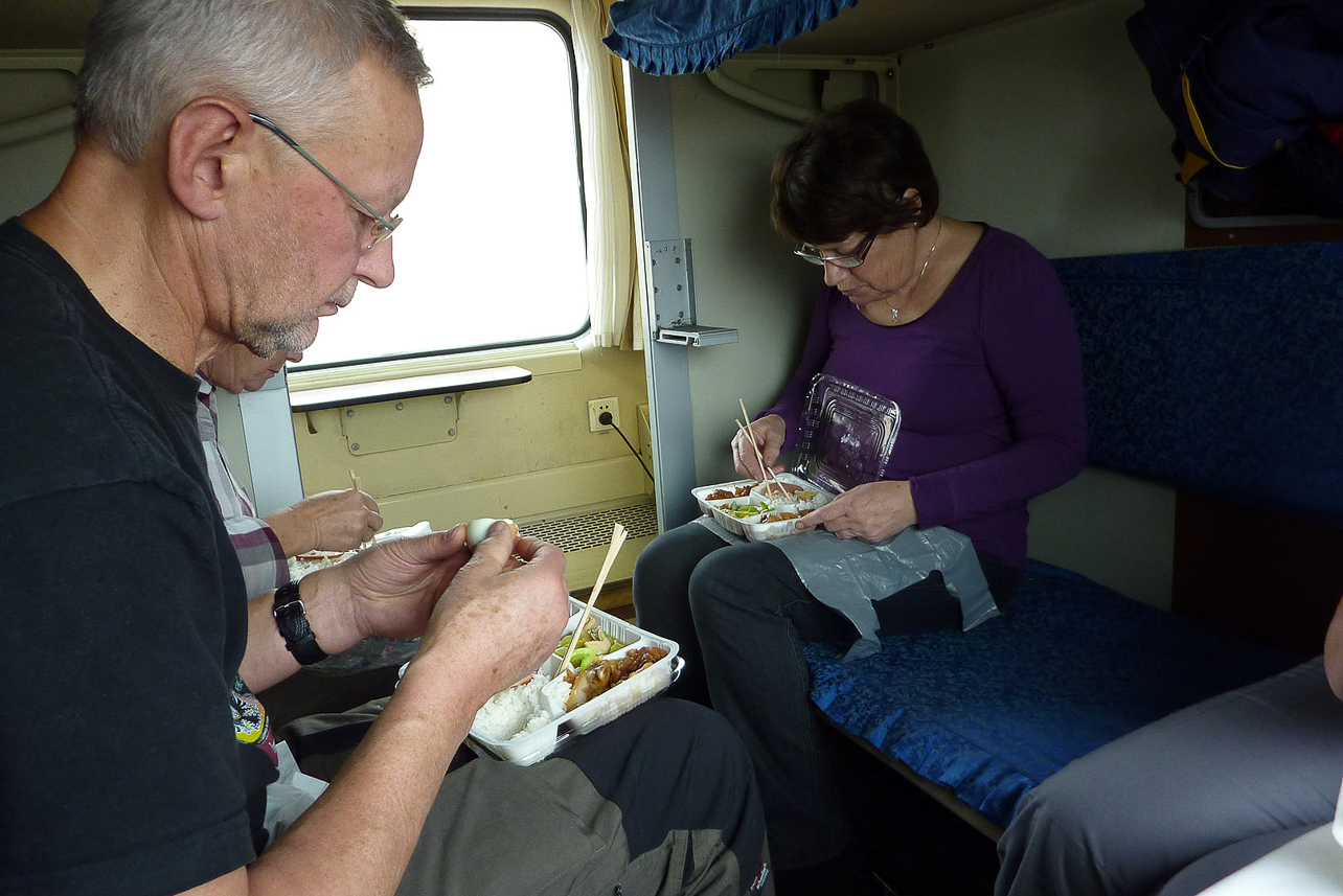 We had lunch in the wagon.