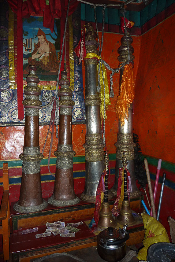 Instruments inside Samding monastery.