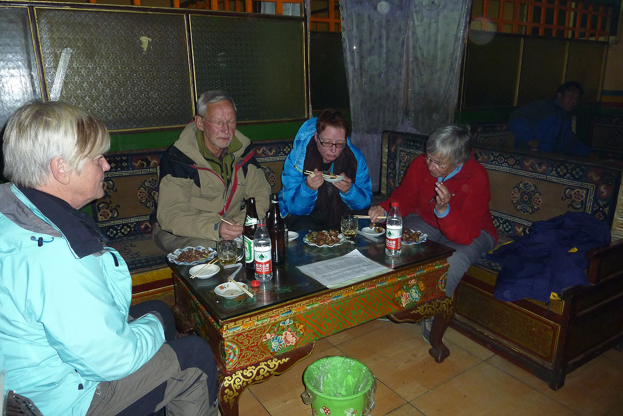 Dinner in a small, local, restaurant in Shigatse.