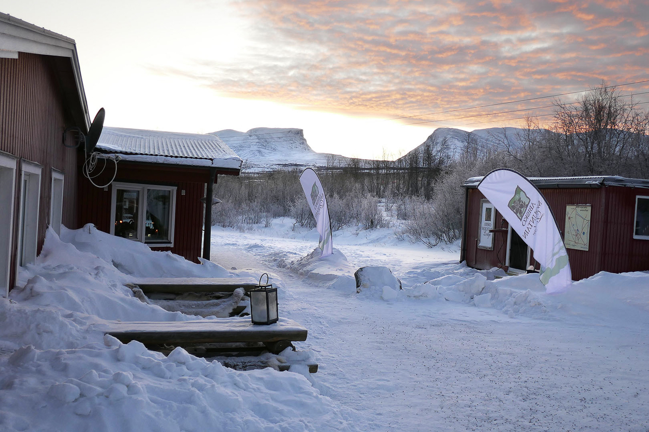 Staying at Abisko Mountain Lodge, Lapporten (Lapponian Gate) in background