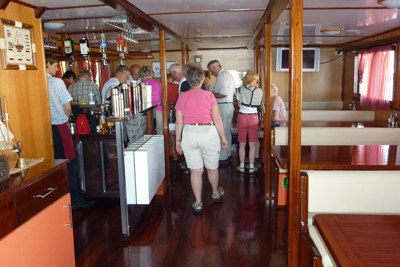 Breakfast at the restaurant area on the ship.