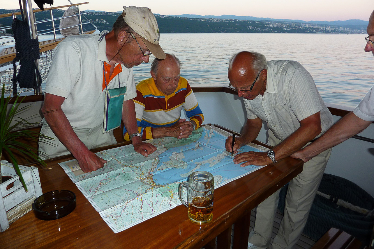 Viewing the map of Kvarner bay.