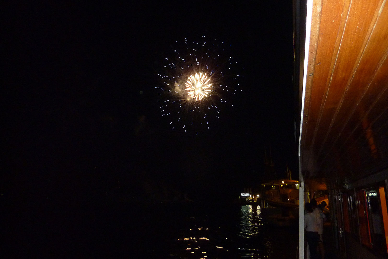 Fireworks in Opatija harbour (not for us).