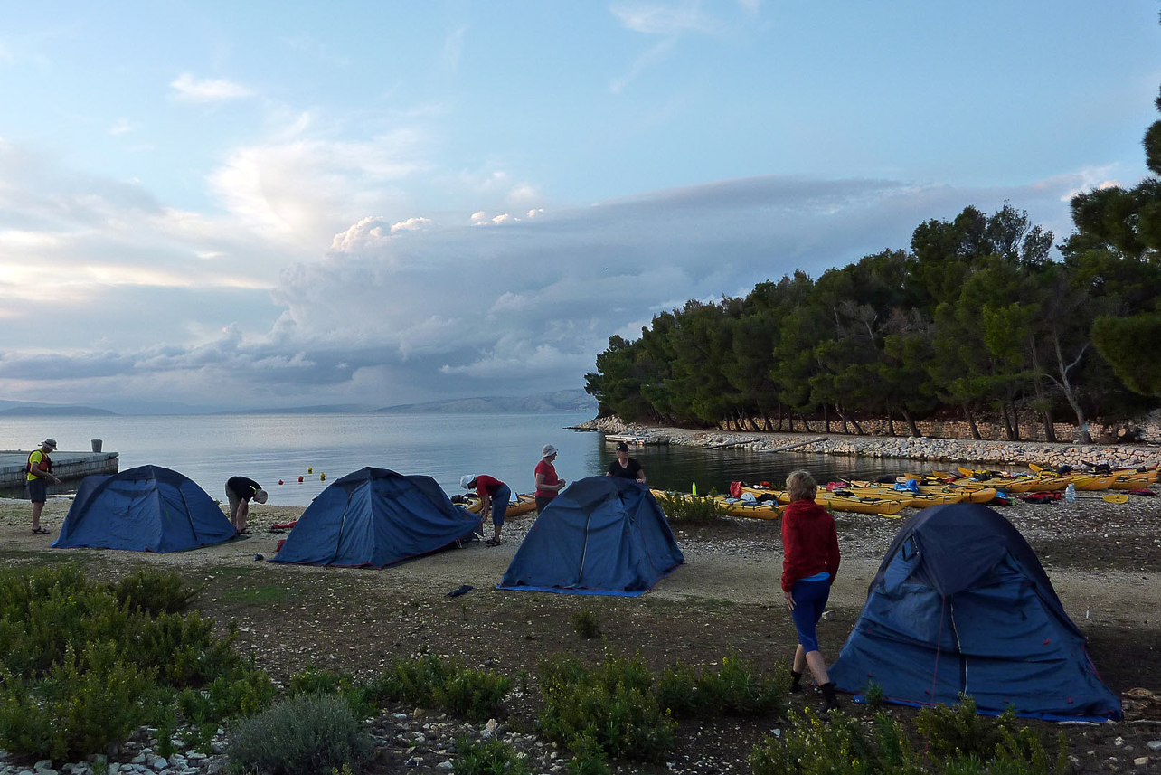 Our tents. Thunderstorm, just a local magnificient one surrounded by a clear sky with stars, during the night.