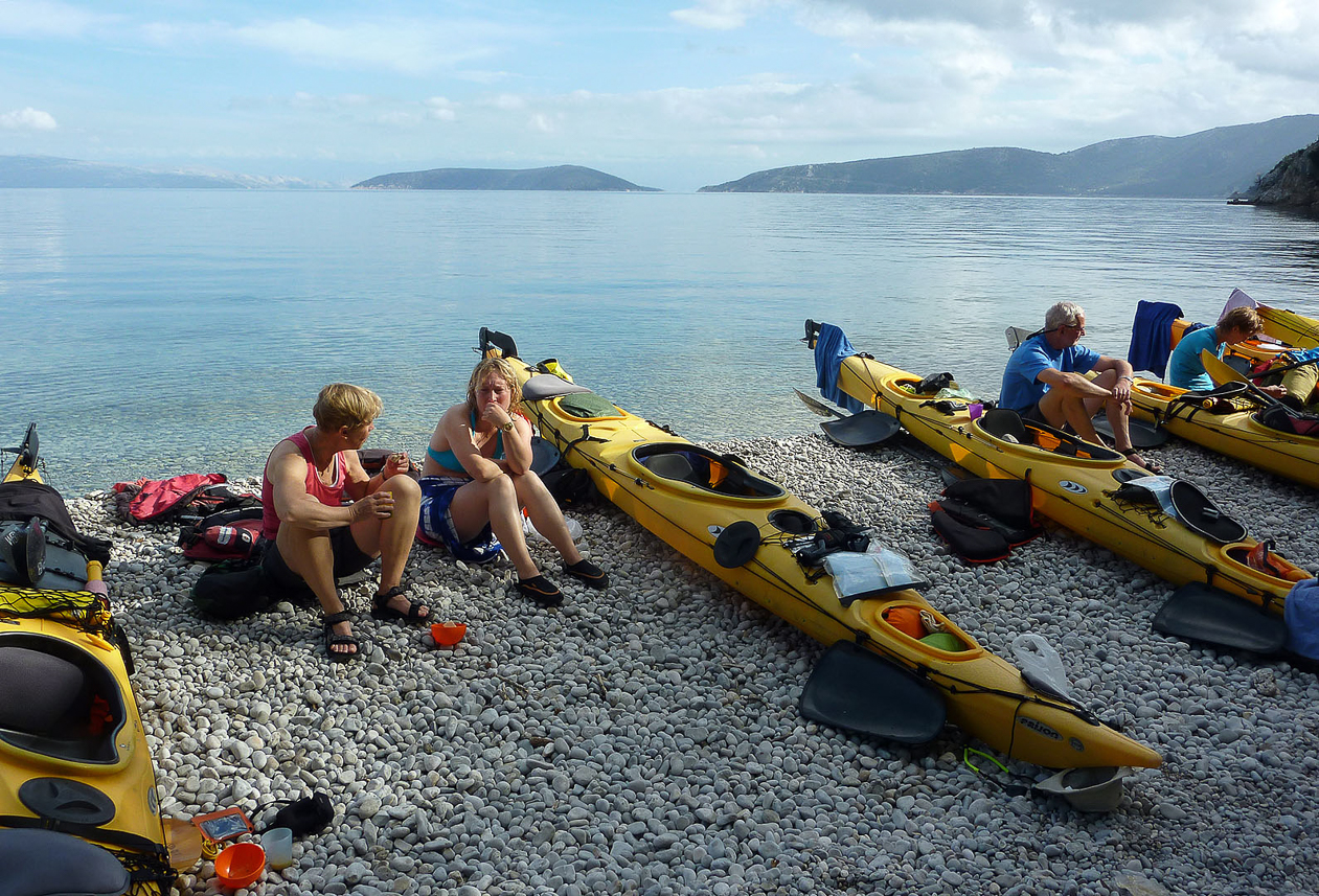 Resting. The island of Plavnik in the middle and Krk to the left.