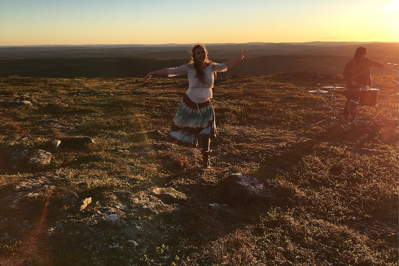 Magical midnight sun Sami performance with drum and dance