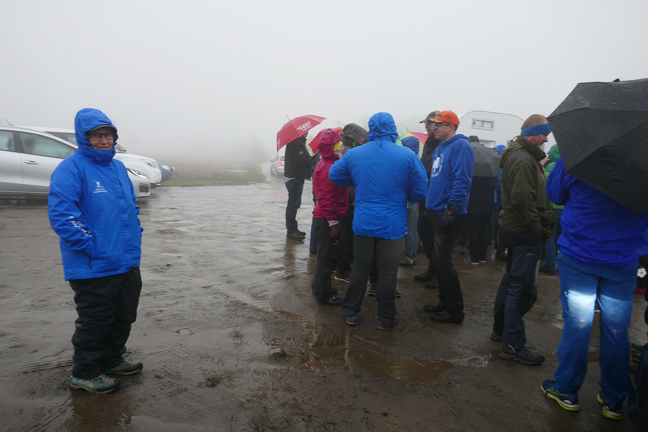 Farewell event.  The intention was to watch the midnight sun on top of Keipen, but instead a lot of rain.