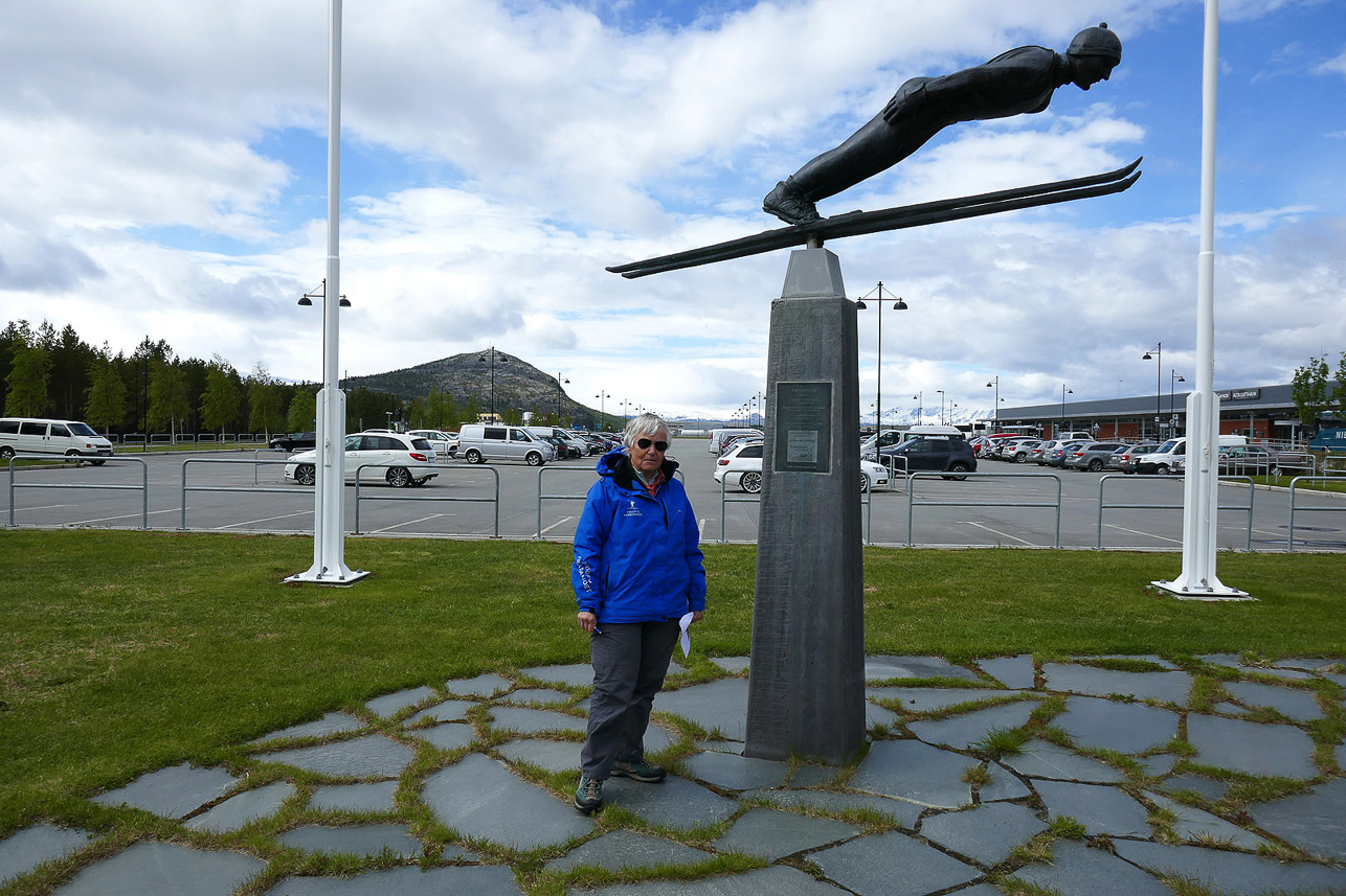 Statue of famous ski jumper Björn Wirkola at Alta airport