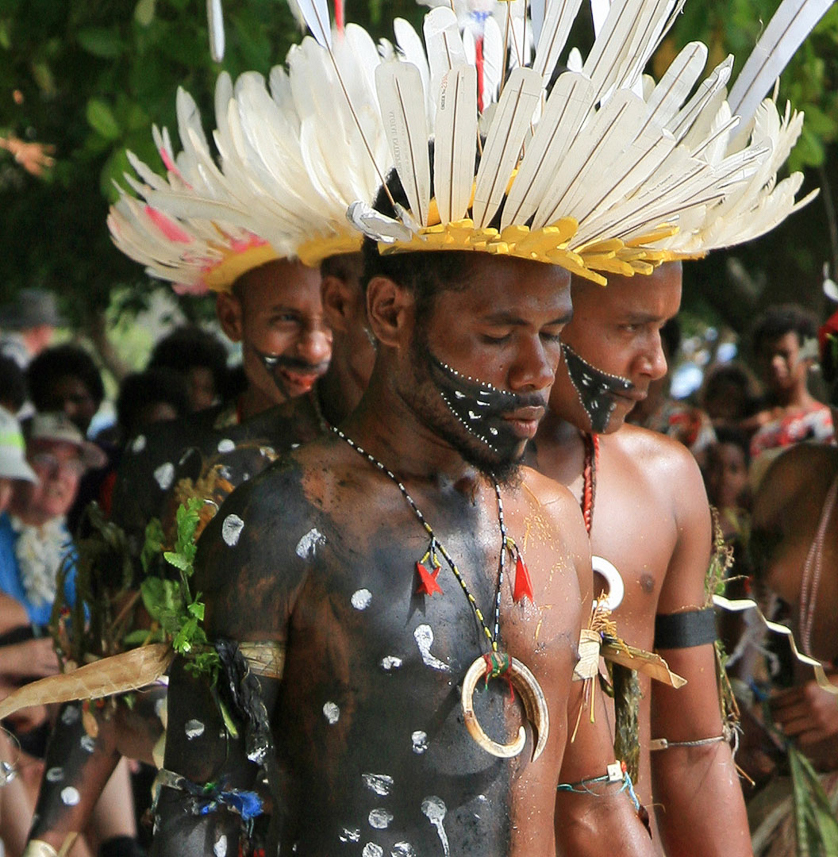 Men, coloured and decorated