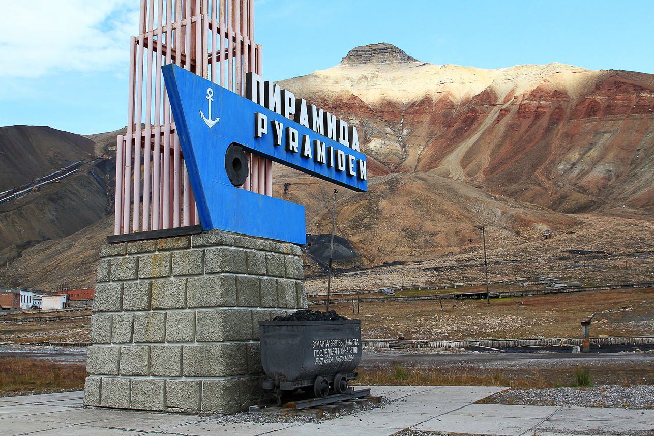 Pyramiden, Russian coal mining town.