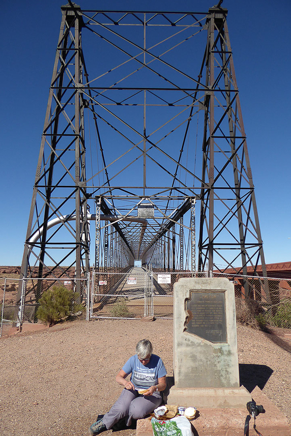 Lunch at Valentine's old bridge in Cameron